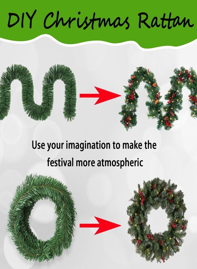 Wewymewo 50FT Green Artificial Christmas Garland with Bendable Metal Wire, 2 Pack Non-Lit Soft Pine Greenery Garland for Indoor or Outdoor Decor, Holiday Wedding Party Decoration for Stairs Mantle Door - Image 5